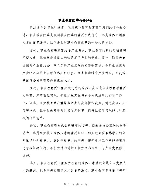 职业教育改革心得体会（2篇）