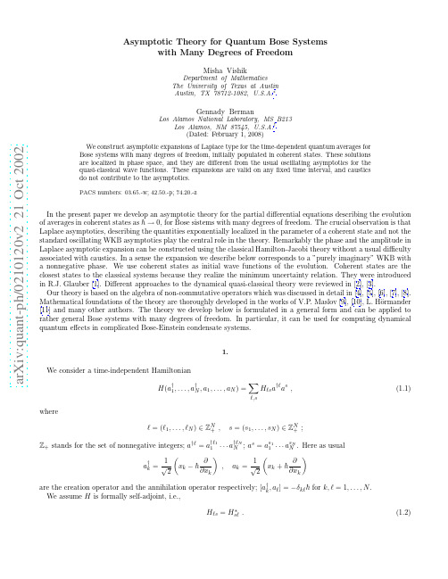 Asymptotic Theory for Quantum Bose Systems with Many Degrees of Freedom