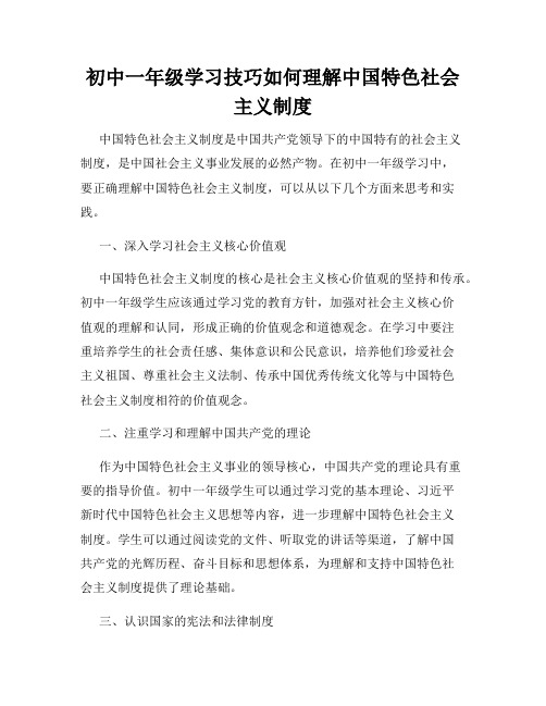 初中一年级学习技巧如何理解中国特色社会主义制度