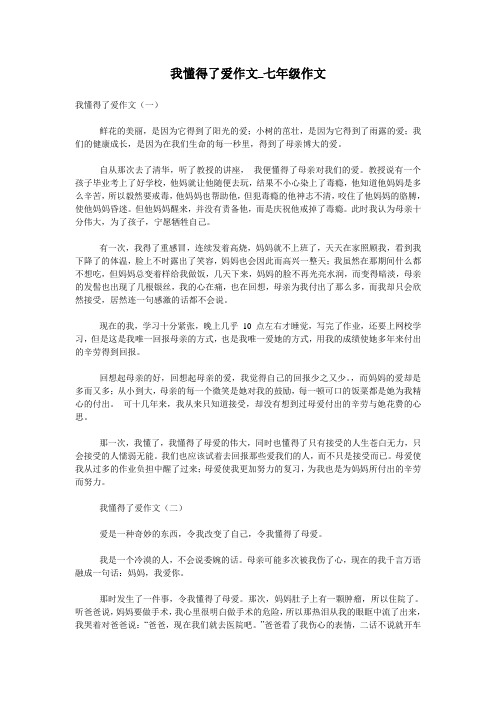 我懂得了爱作文_七年级作文