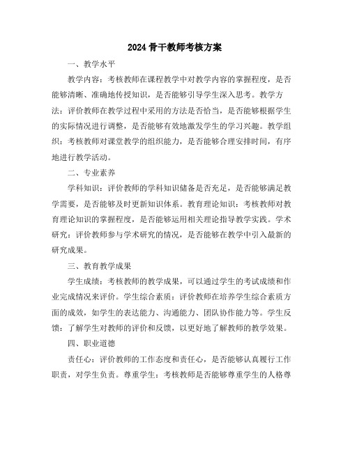 2024骨干教师考核方案