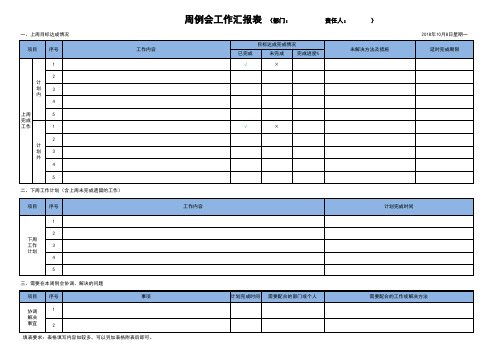 周例会工作汇报表