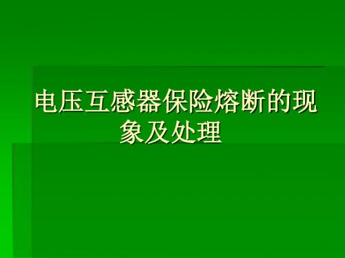 电压互感器保险熔断的现象及处理-精品文档