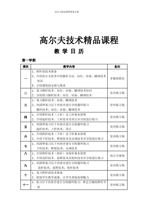 高尔夫精品课程教案全集