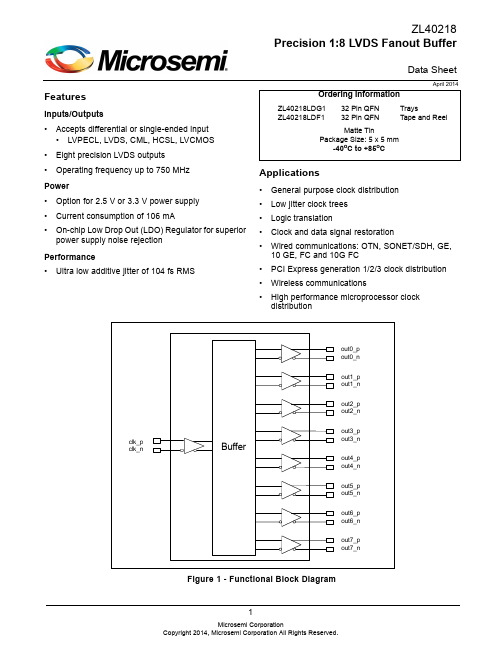 微光电子1 8精密LVDS缓冲器说明书