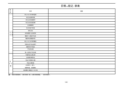 小学生日常表现记录表