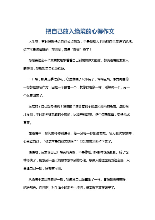 把自己放入绝境的心得作文