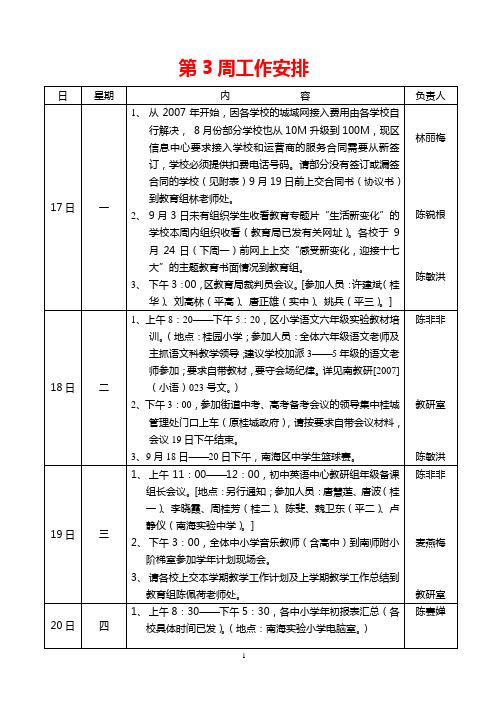 第3周工作安排