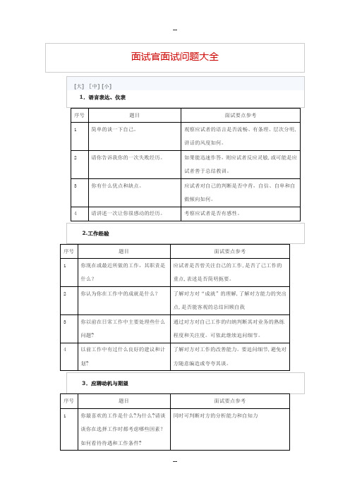 面试官面试问题大全