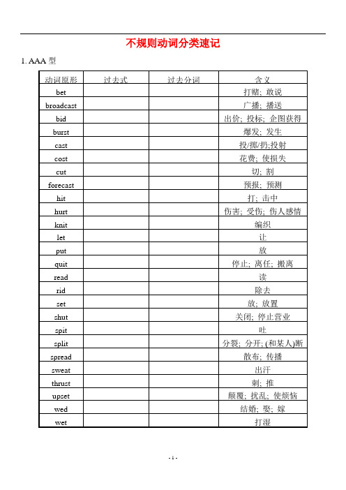 不规则动词分类速记(学生默写版)