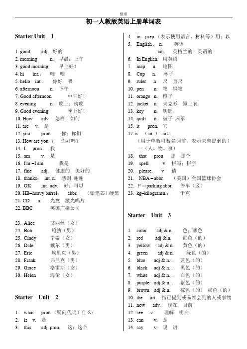 2012年_新版_人教版七年级上英语单词表整理.doc