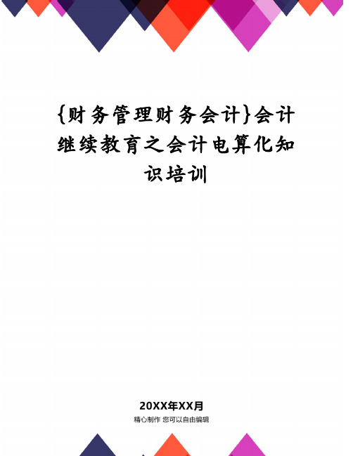 {财务管理财务会计}会计继续教育之会计电算化知识培训