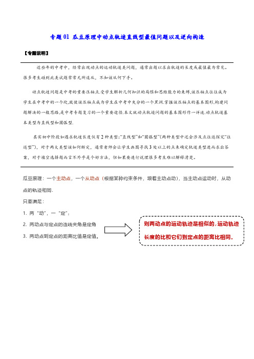 中考专题- 瓜豆原理中动点轨迹直线型最值问题以及逆向构造(解析版)