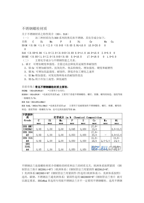 不锈钢螺栓材质及螺纹标准全解