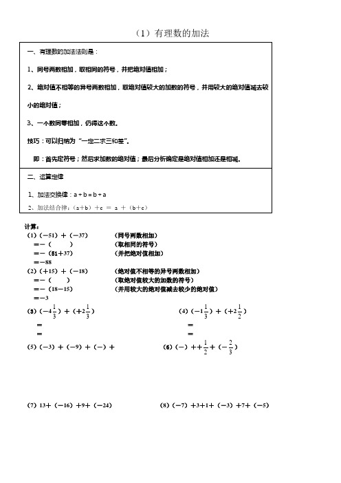 有理数的加减乘除法