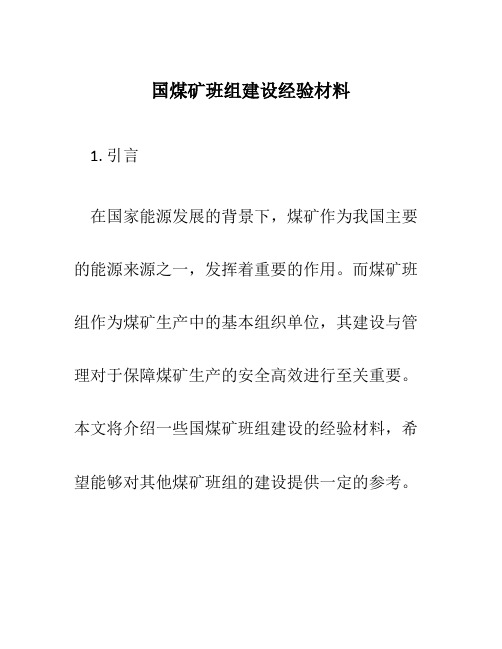 国煤矿班组建设经验材料