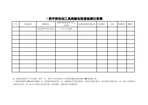 绝缘电阻值检测记录