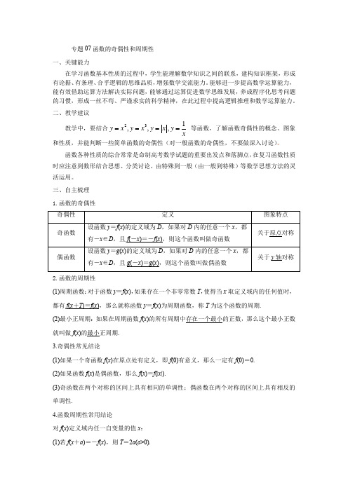 2022新高考数学高频考点题型归纳07函数的奇偶性与周期性(学生版)