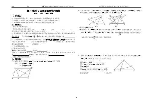 第21课时 ---三角形的全等和相似学案