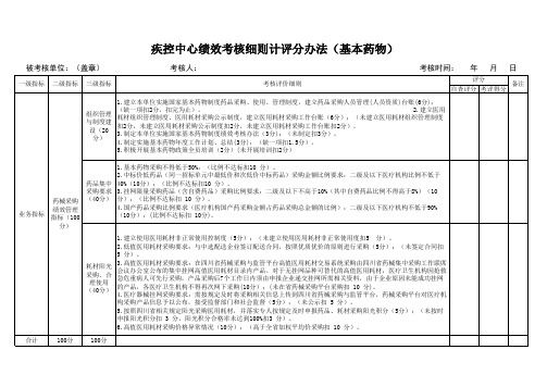 疾控中心绩效考核细则计评分办法(基本药物)