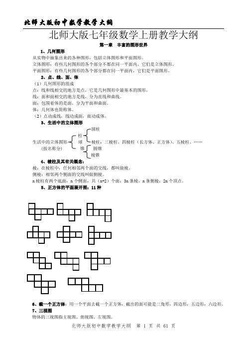 北师大版初中数学教学大纲