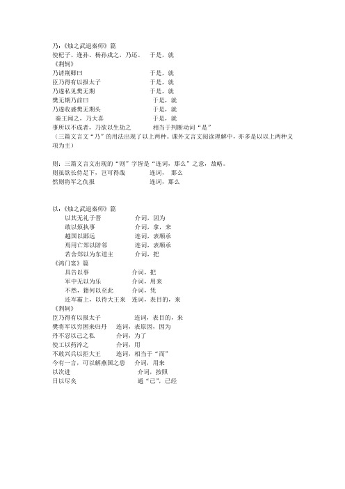 半期考文言文重点词汇和人物形象分析