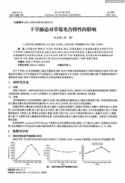 干旱胁迫对草莓光合特性的影响