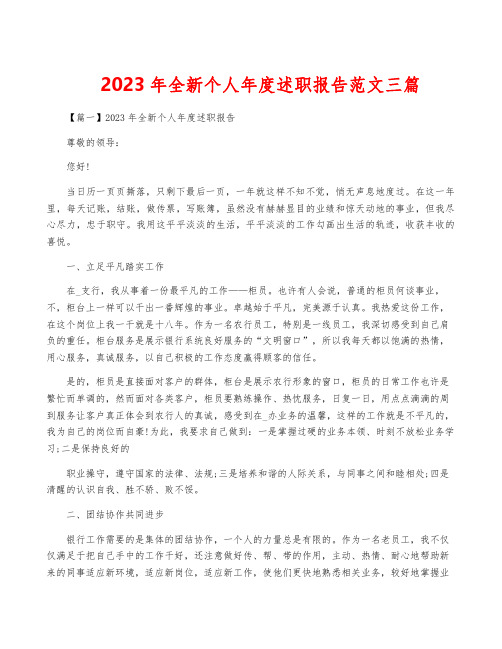 2023年全新个人年度述职报告范文三篇