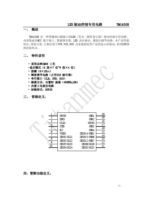 LED驱动控制专用电路TM1620B