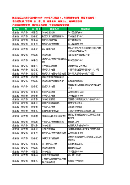 新版山东省泰安市汽车电器工商企业公司名录名单黄页大全122家