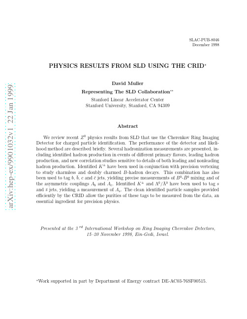 Physics Results from SLD Using the CRID