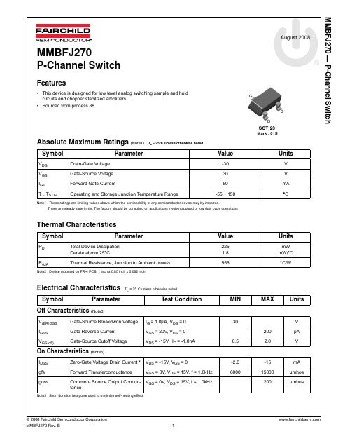 MMBFJ270;中文规格书,Datasheet资料