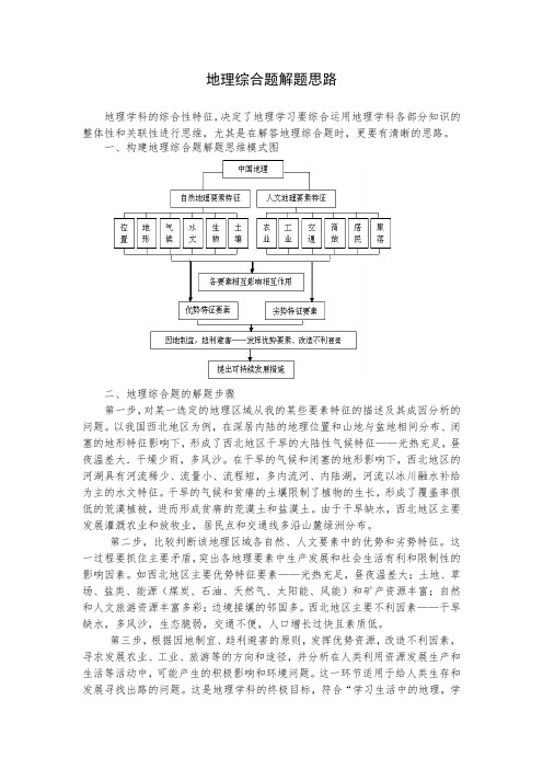 哈密市第十五中学高三实验班培优教案设计:地理综合题解题思路