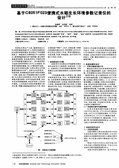 基于C8051F023便携式水稻生长环境参数记录仪的设计