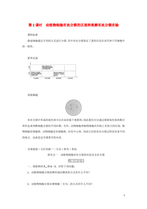 高中生物第章细胞的生命历程第节细胞的增殖第课时动植物细胞有丝分裂的区别和观察有丝分裂实验课堂互动探究