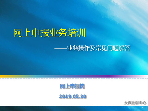 北京社会保险网上申报业务培训——业务操作及常见问题解答