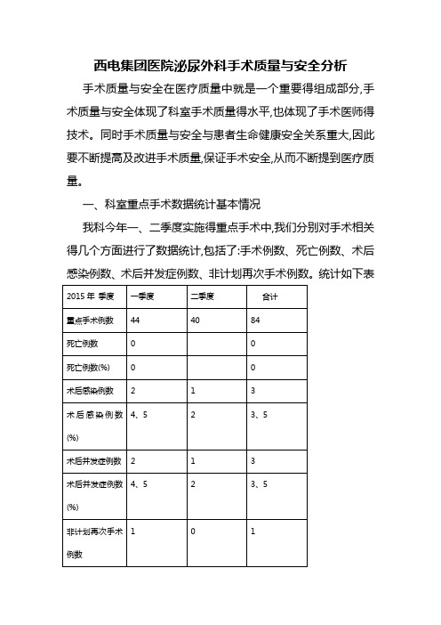 手术质量和安全分析总结