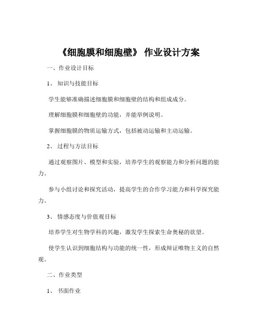 《细胞膜和细胞壁》 作业设计方案