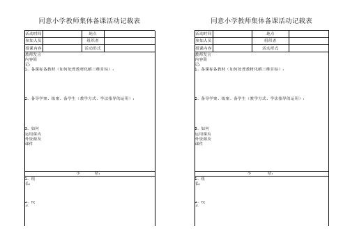 集体备课活动记载表