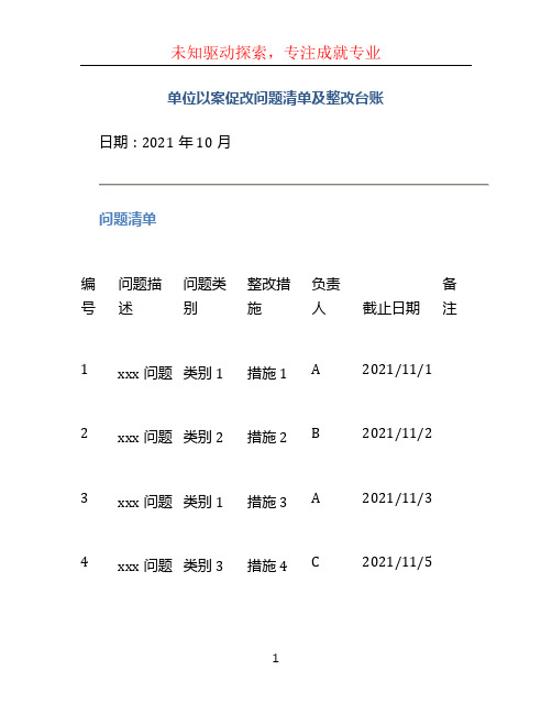 __单位以案促改问题清单及整改台账(表格)