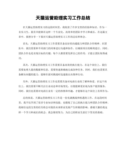 天猫运营助理实习工作总结