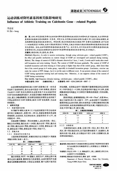 运动训练对降钙素基因相关肽影响研究