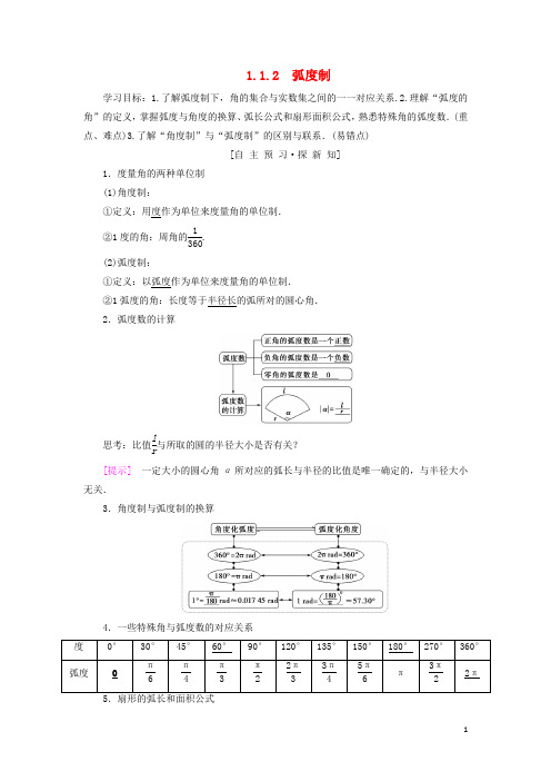 高中数学三角函数任意角和蝗制蝗制学案