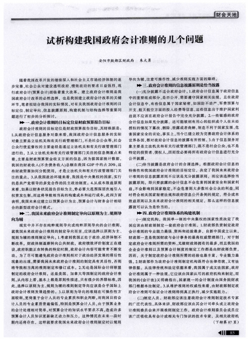 试析构建我国政府会计准则的几个问题