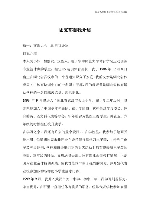 团支部自我介绍