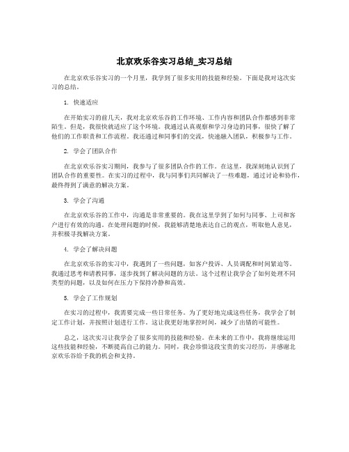 北京欢乐谷实习总结_实习总结