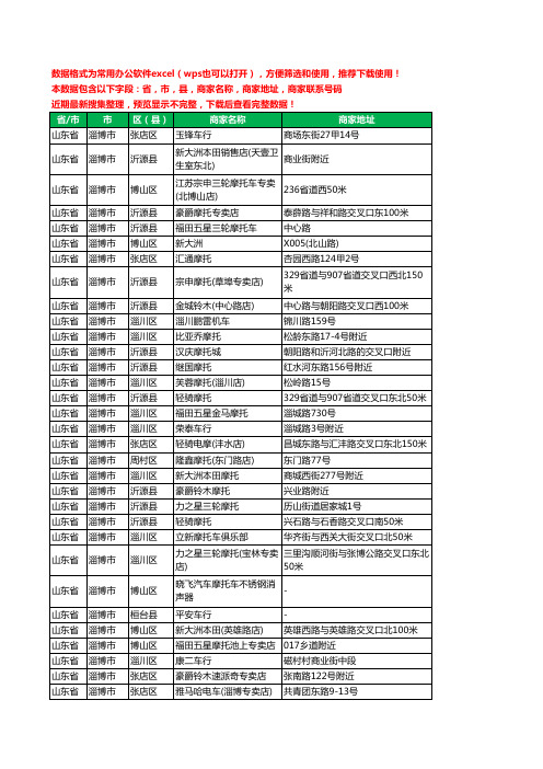 2020新版山东省淄博市摩托车工商企业公司商家名录名单联系电话号码地址大全200家