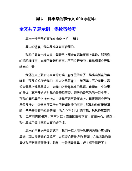 周末一件平常的事作文600字初中