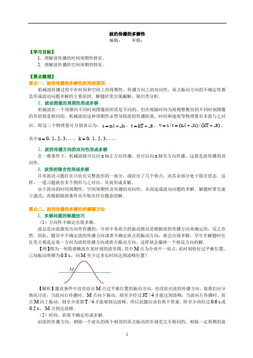 人教版物理选修3-4讲义23知识讲解 波的传播的多解性(提高)