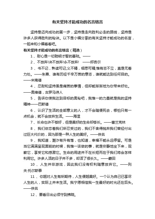 有关坚持才能成功的名言格言